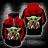 AC DC Baby Yoda New Full All Over Print 3D Hoodie For Men And Women - fffd0ea39d28