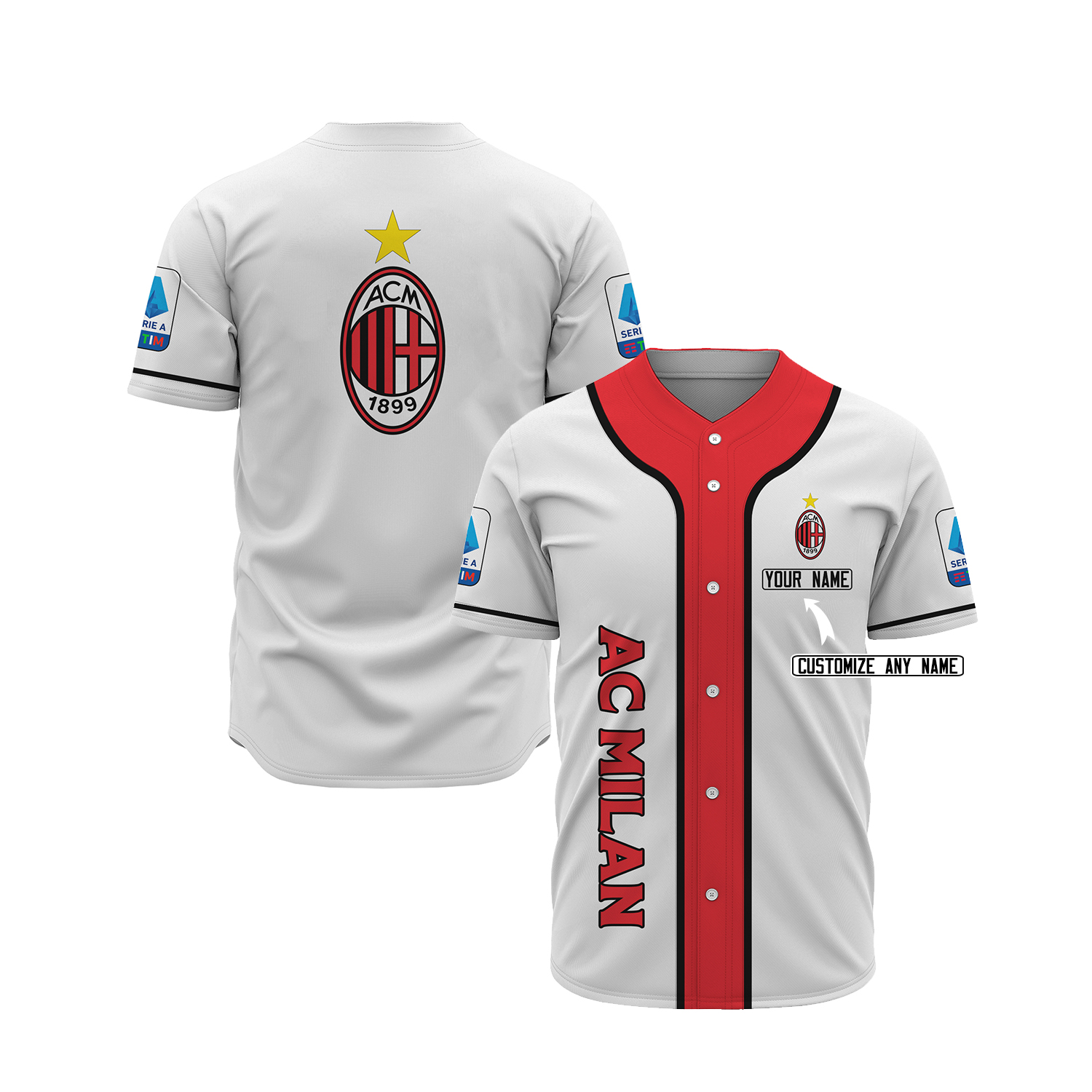 Ac Milan Custom Name Baseball Jersey Ac Milan Custom Name Baseball Jersey