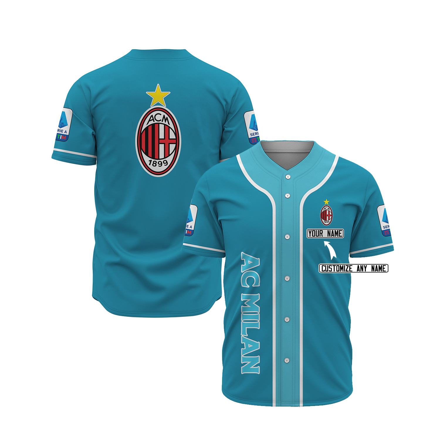 Ac Milan Custom Name Baseball Jersey Ac Milan Custom Name Baseball Jersey