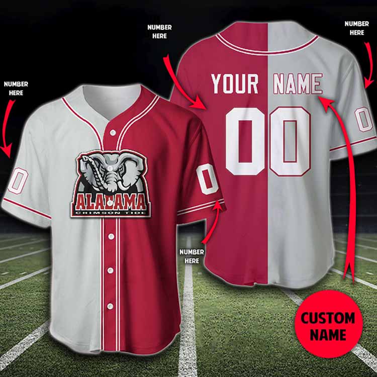 Alabama Crimson Tide Custom Name And Number Baseball Jersey Alabama Crimson Tide Custom Name And Number Baseball Jersey