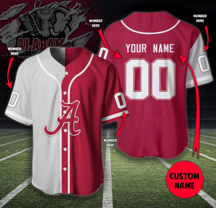 Alabama Crimson Tide Custom Personalized Baseball Jersey Alabama Crimson Tide Custom Personalized Baseball Jersey