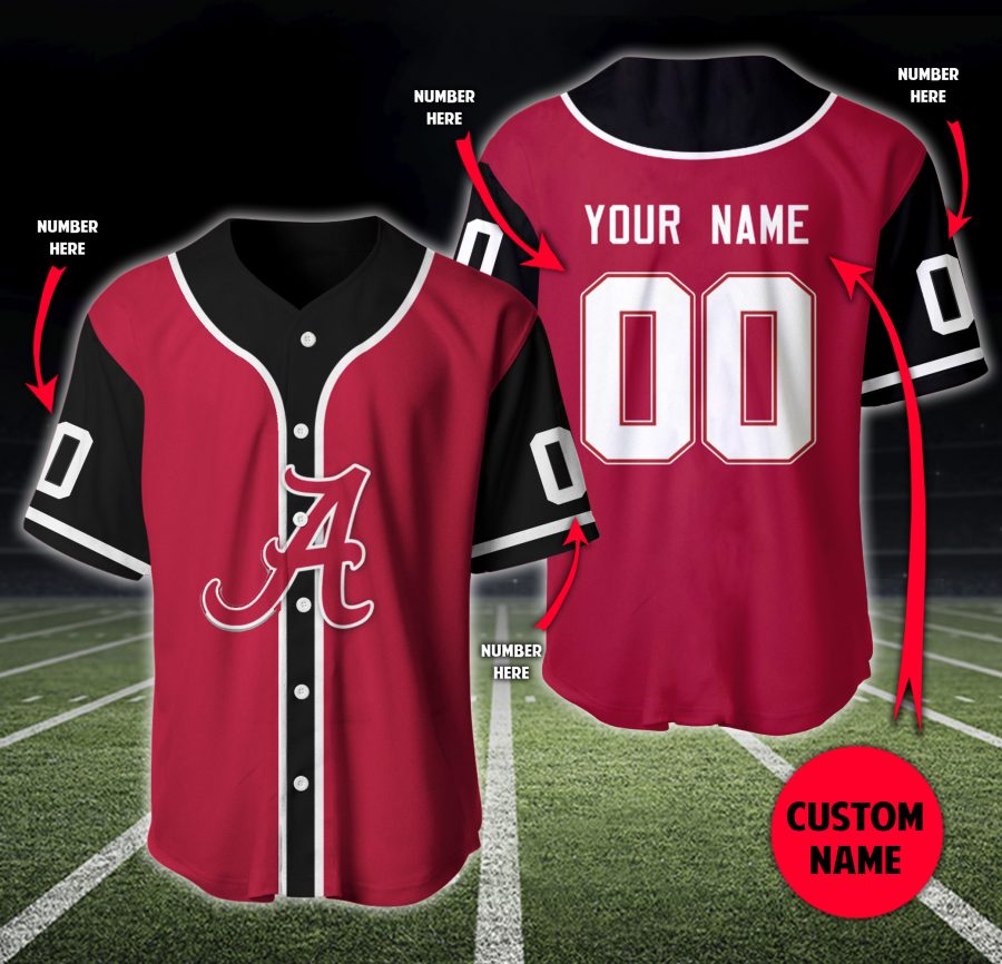 Alabama Crimson Tide Custom Personalized Baseball Jersey Alabama Crimson Tide Custom Personalized Baseball Jersey