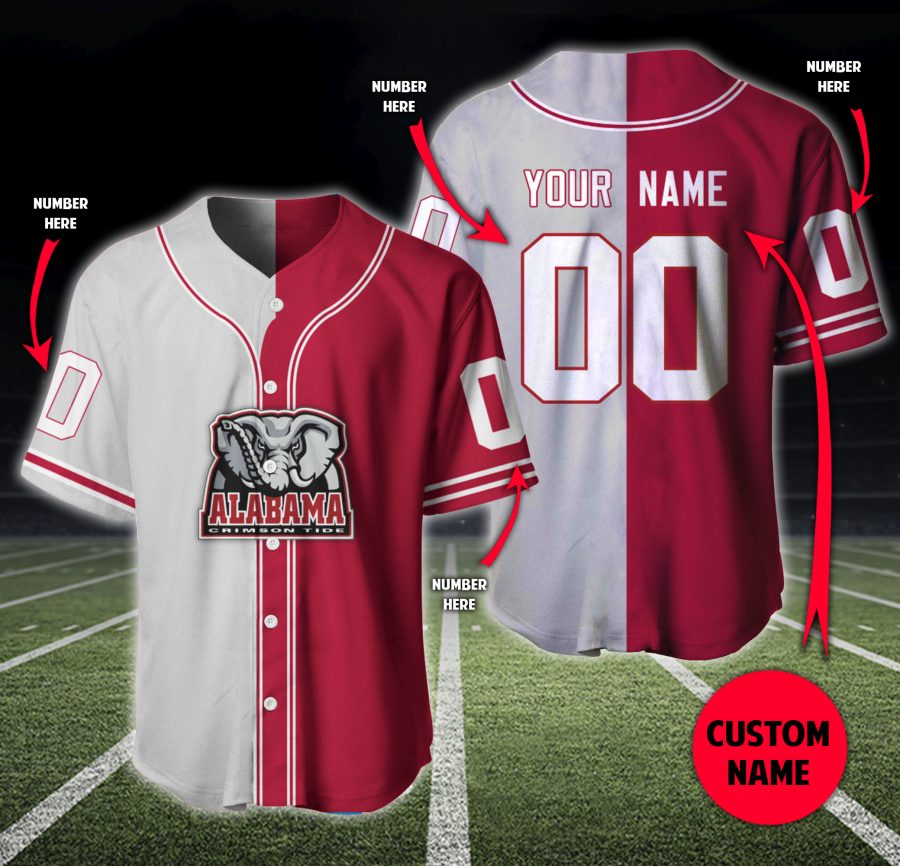 Alabama Crimson Tide Custom Personalized Baseball Jersey Alabama Crimson Tide Custom Personalized Baseball Jersey
