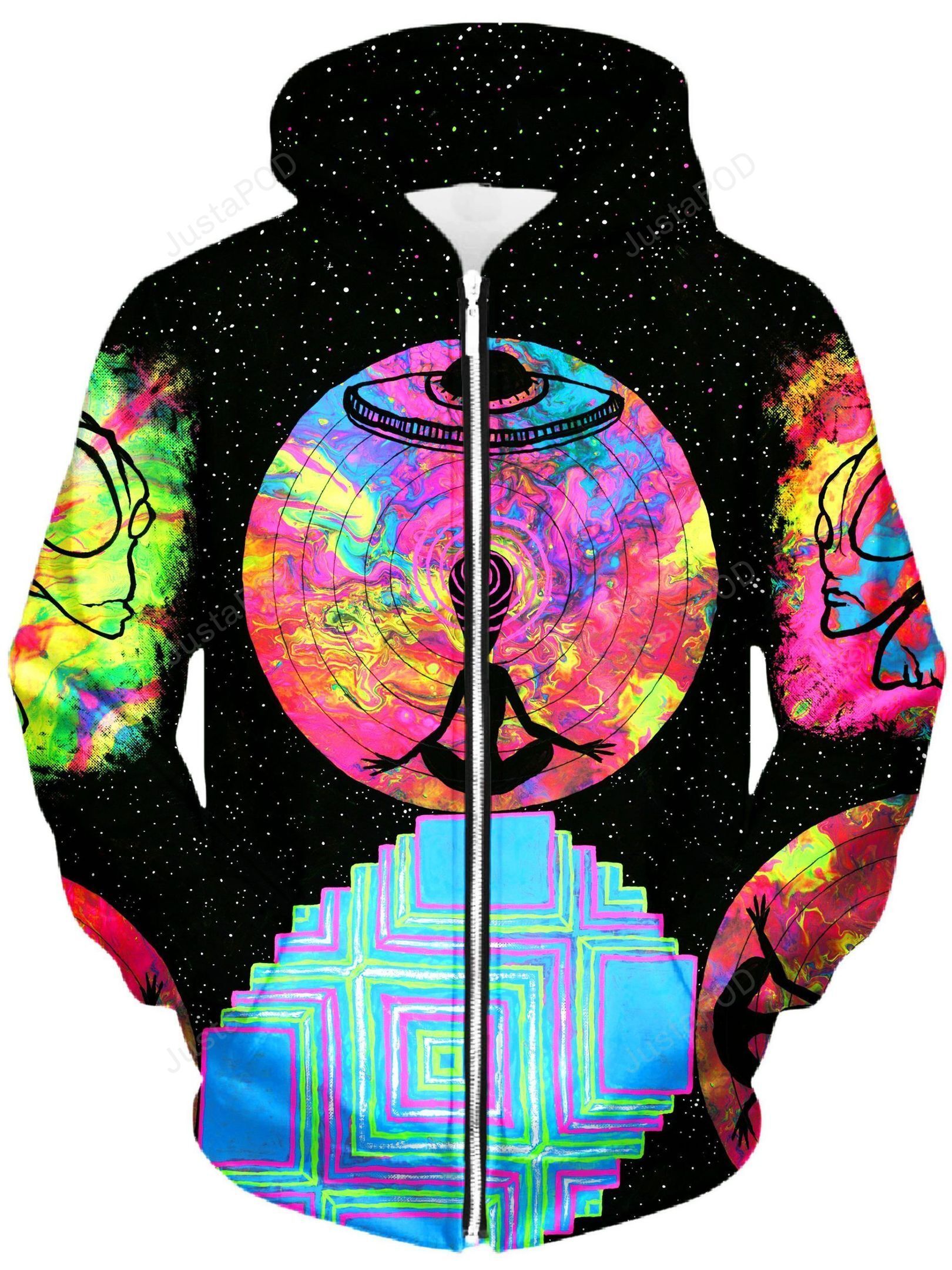 Alien Meditate Unisex Zip-Up 3D Hoodie For Men Women All Over 3D Printed Hoodie - 73079abfe013 Alien Meditate Unisex Zip-Up 3D Hoodie For Men Women All Over 3D Printed Hoodie - 73079abfe013