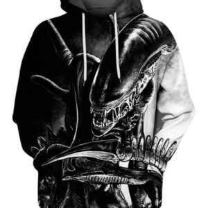Alien Xenomorph Hallowen Horror Pullover And Zippered Hoodies Custom 3D Graphic Printed 3D Hoodie All Over Print Hoodie For Men For Women - 84dea2f2e4a0