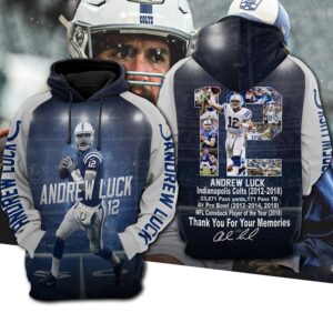 Andrew Luck 12 NFL New England Patriots Thank You For Your Memories 3D Printed Hoodie/Zipper Hoodie - a5240a6f3f29