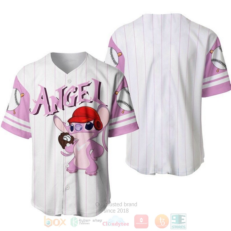 Angel Stitch Girlfriend All Over Print Pinstripe White Baseball Jersey Angel Stitch Girlfriend All Over Print Pinstripe White Baseball Jersey