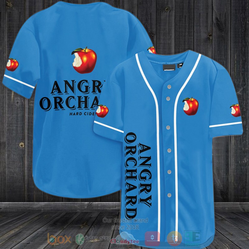 Angry Orchard Hard Cider Blue Baseball Jersey Angry Orchard Hard Cider Blue Baseball Jersey