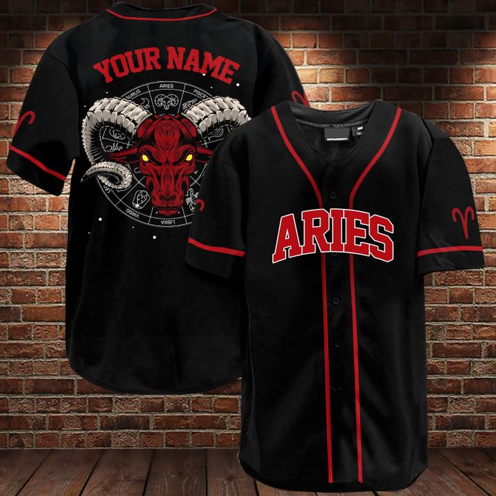 Aries Custom Name Baseball Jersey Aries Custom Name Baseball Jersey