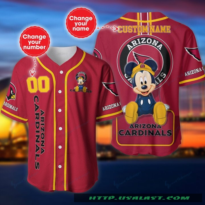 Arizona Cardinals Mickey Mouse Personalized Baseball Jersey Shirt Arizona Cardinals Mickey Mouse Personalized Baseball Jersey Shirt