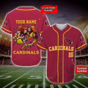 Arizona Cardinals Nfl Personalized Baseball Jersey