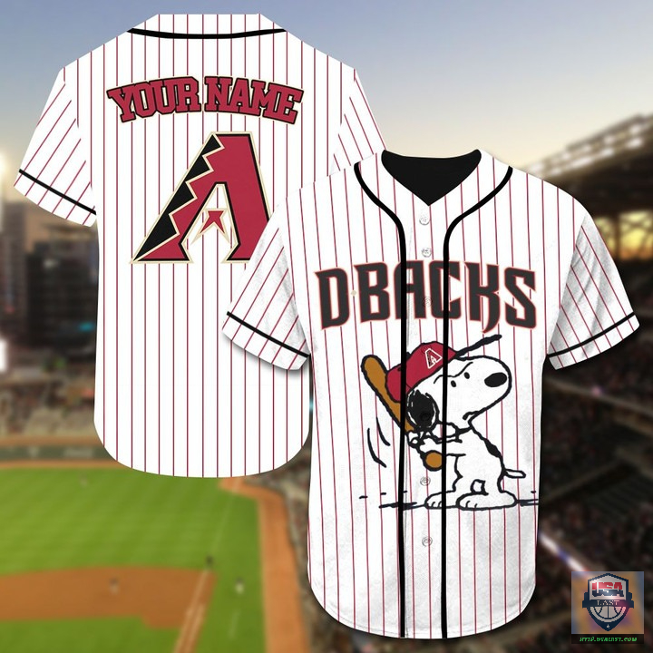 Arizona Diamondbacks Snoopy Custom Name Baseball Jersey Arizona Diamondbacks Snoopy Custom Name Baseball Jersey