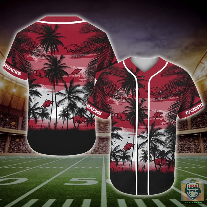 Arkansas Razorbacks Ncaa Palm Tree Baseball Jersey Shirt Arkansas Razorbacks Ncaa Palm Tree Baseball Jersey Shirt