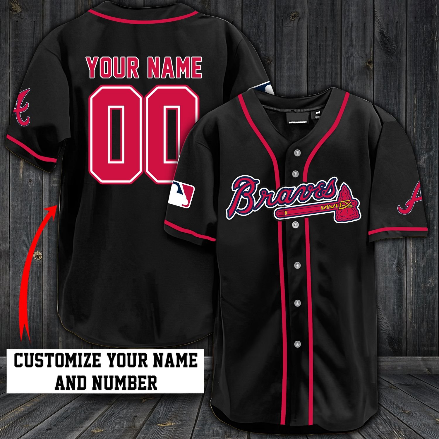 Atlanta Braves Mlb Custom Name And Number Baseball Jersey Shirt Atlanta Braves Mlb Custom Name And Number Baseball Jersey Shirt