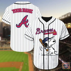 Atlanta Braves Snoopy Custom Name Baseball Jersey