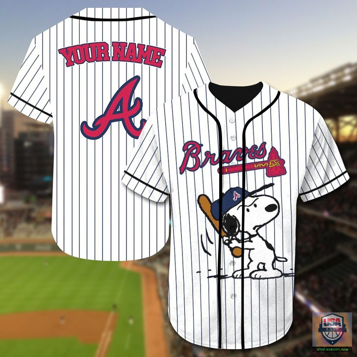 Atlanta Braves Snoopy Custom Name Baseball Jersey Atlanta Braves Snoopy Custom Name Baseball Jersey