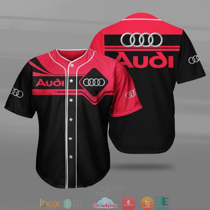 Audi Black Red Car Motor Baseball Jersey Audi Black Red Car Motor Baseball Jersey