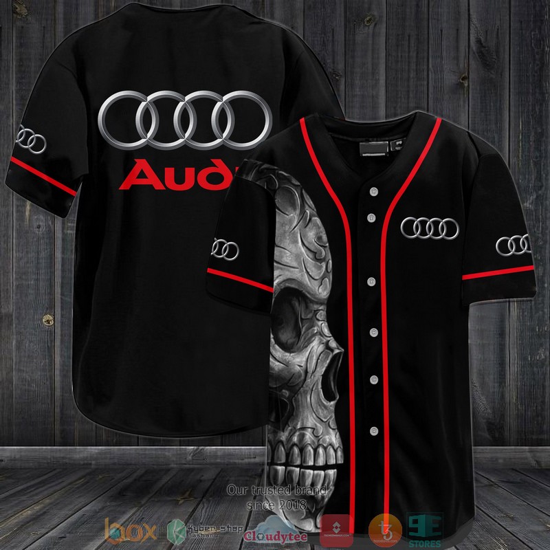 Audi Skull Black Baseball Jersey Audi Skull Black Baseball Jersey