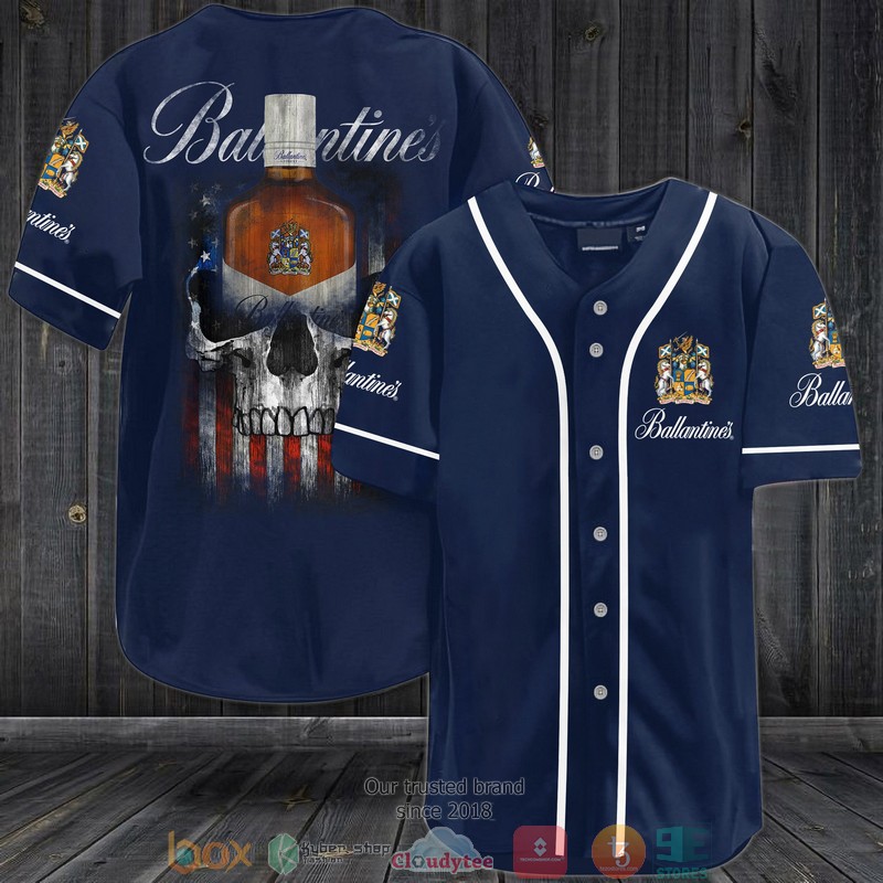 Ballantines Finest Us Flag Skull Baseball Jersey Ballantines Finest Us Flag Skull Baseball Jersey