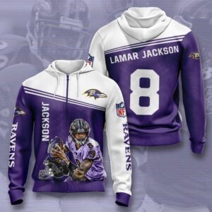 Baltimore Ravens And Lamar Jackson No 8 Zip Up 3D Hoodie 3D Hoodie For Men For Women All Over 3D Printed Zip Hoodie Hoodie Shirt 2020 - f7198eca4c41