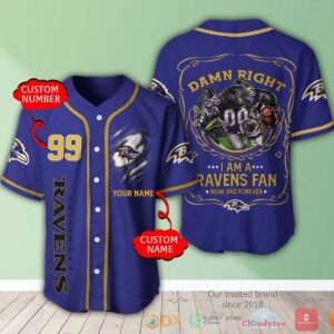 Baltimore Ravens Nfl 3D Personalized Baseball Jersey Shirt