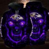 Baltimore Ravens Nfl Skull Pullover And Zippered Hoodies Custom 3D Graphic Printed 3D Hoodie All Over Print Hoodie For Men For Women - d0b4c5fe68dd