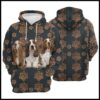 Basset Hound Paw Floral 3D Printed Hoodie/Zipper Hoodie - 8b55b8cdf0c1