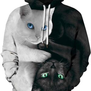 Black catWhite cat 3D 3D Hoodie For Men Women All Over 3D Printed Hoodies - fe07ed7870c9
