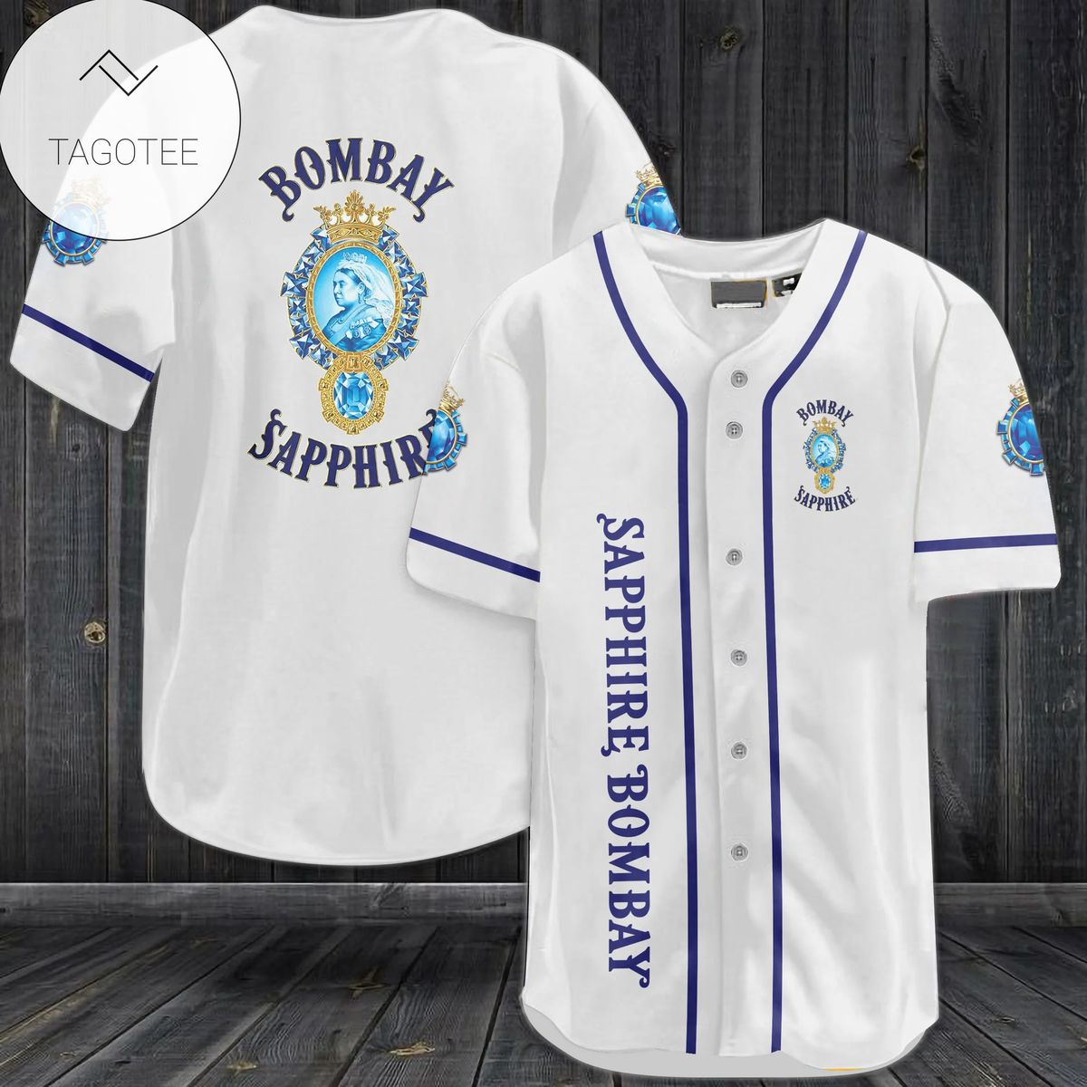 Bombay Sapphire Logo Baseball Jersey Shirt Bombay Sapphire Logo Baseball Jersey Shirt