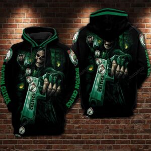 Boston Celtics Nfl Football Skull Death Guns 3d Hoodie For Men For Women Boston Celtics All Over Printed Hoodie. Boston Celtics 3d Shirt - 7626a432415b