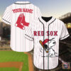 Boston Red Sox Snoopy Custom Name Baseball Jersey