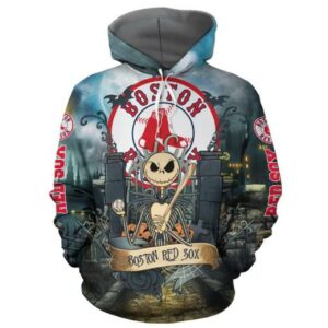 Boston Red Sox With Jack Skellington All Over Print 3D Hoodie - 0f2769596f86