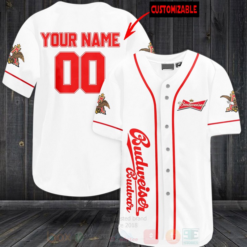 Budweiser Personalized Baseball Jersey Shirt Budweiser Personalized Baseball Jersey Shirt
