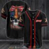 Budweiser Us Flag Skull Black Baseball Jersey
