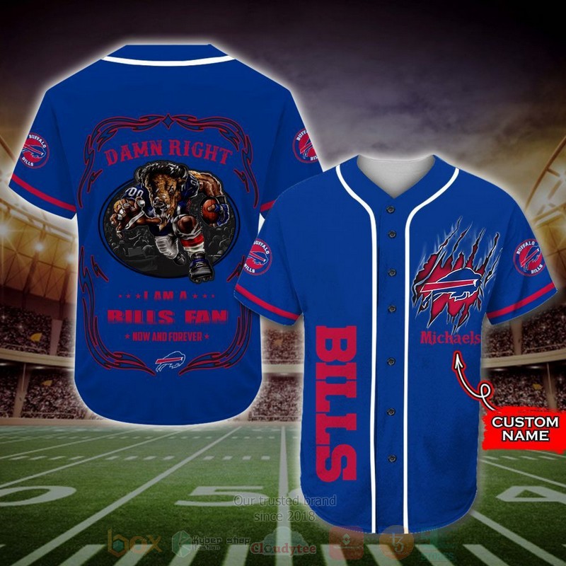 Buffalo Bills Mascot Nfl Custom Name Baseball Jersey Buffalo Bills Mascot Nfl Custom Name Baseball Jersey