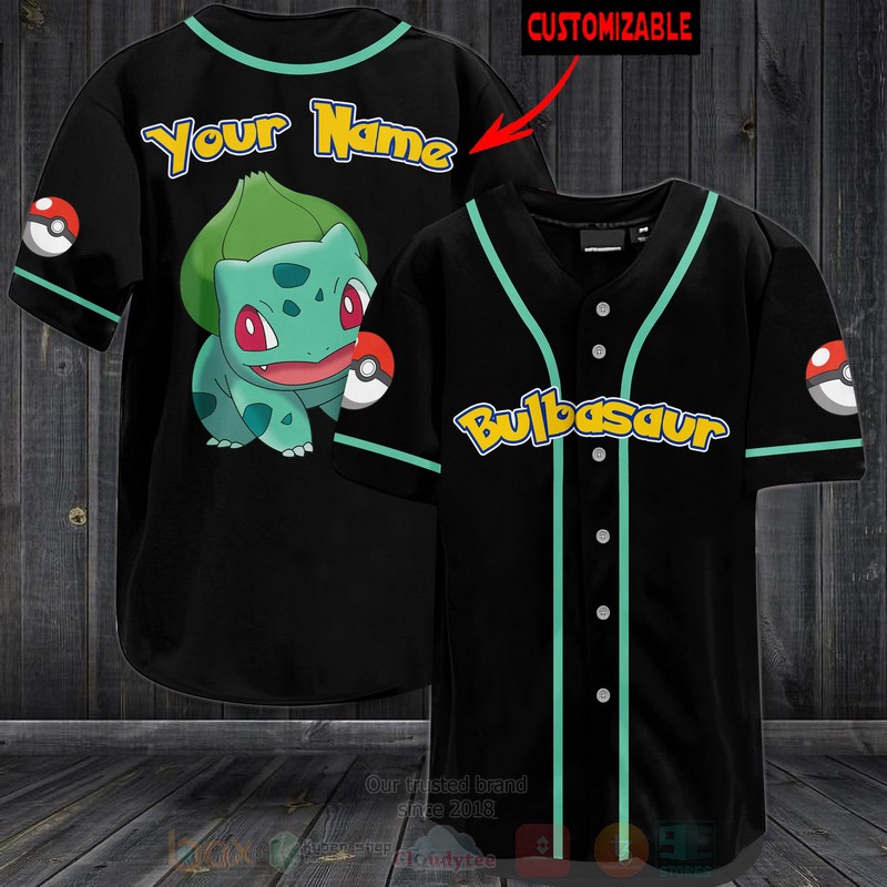 Bulbasaur Pokemon Custom Name Baseball Jersey Shirt Bulbasaur Pokemon Custom Name Baseball Jersey Shirt