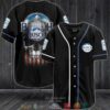 Busch Light Beer Us Flag Skull Baseball Jersey