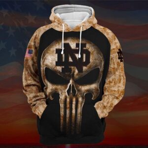 Camouflage Skull Notre Dame Fighting Irish American Flag Pullover And Zippered Hoodies Custom 3D Graphic Printed 3D Hoodie All Over Print Hoodie For Men For Women - cf4271cf7f3b
