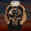 Camouflage Skull Notre Dame Fighting Irish American Flag Pullover And Zippered Hoodies Custom 3d Graphic Printed 3d Hoodie All Over Print Hoodie For Men For Women - 6196ed75b1ab
