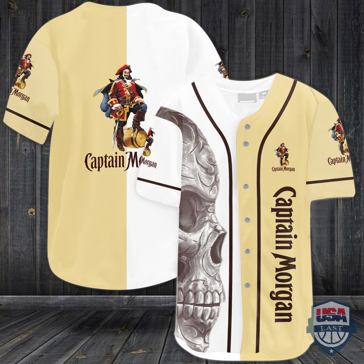 Captain Morgan Skull Baseball Jersey Shirt Captain Morgan Skull Baseball Jersey Shirt