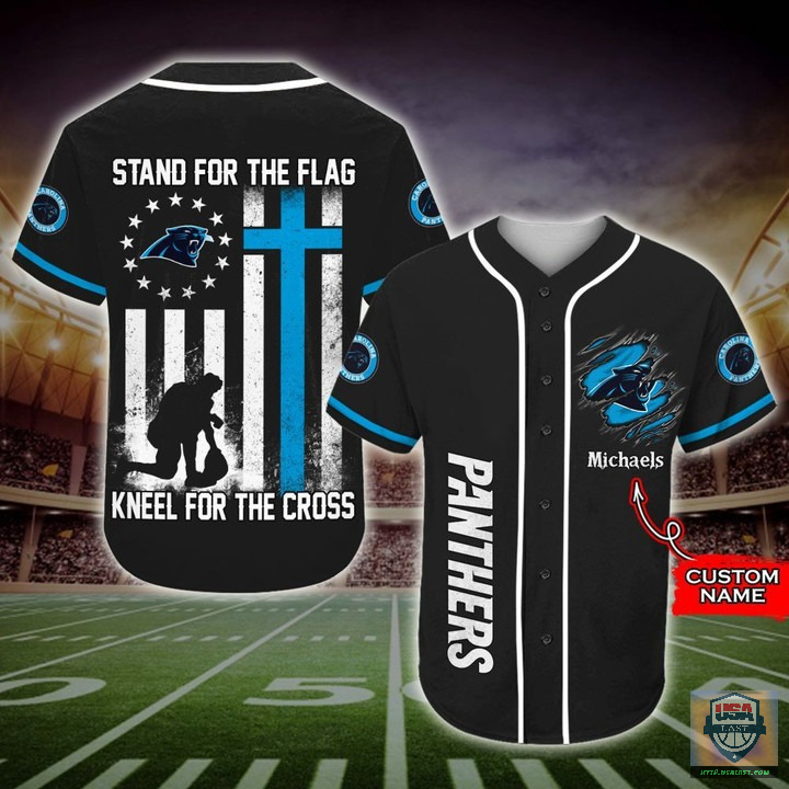 Carolina Panthers Stand For The Flag Kneel For The Cross Baseball Jersey Shirt Carolina Panthers Stand For The Flag Kneel For The Cross Baseball Jersey Shirt