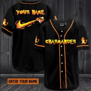 Charmander Custom Name Baseball Jersey