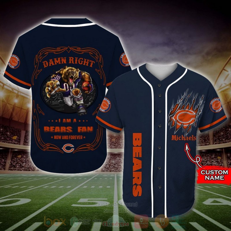 Chicago Bears Mascot Nfl Custom Name Baseball Jersey Chicago Bears Mascot Nfl Custom Name Baseball Jersey