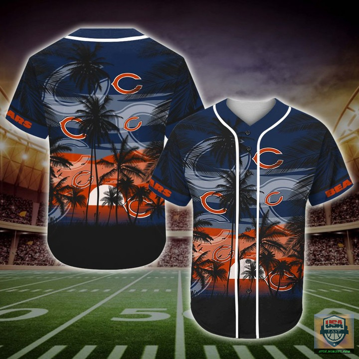 Chicago Bears Nfl Palm Tree Baseball Jersey Chicago Bears Nfl Palm Tree Baseball Jersey