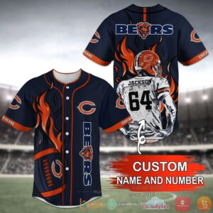 Chicago Bears Nfl Personalized Navy Baseball Jersey Shirt