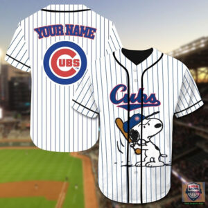 Chicago Cubs Snoopy Custom Name Baseball Jersey