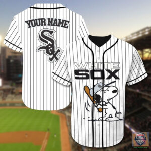 Chicago White Sox Snoopy Custom Name Baseball Jersey