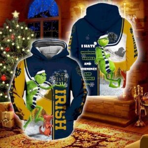 Christmas Grinch Notre Dame Fighting Irish I Hate Morning People Pullover And Zippered Hoodies Custom 3D Graphic Printed 3D Hoodie All Over Print Hoodie For Men For Women - d5bc162e4d81