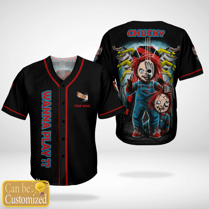 Chucky I Wanna Play Custom Name Baseball Jersey Shirt Chucky I Wanna Play Custom Name Baseball Jersey Shirt