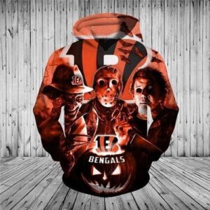 Cincinnati Bengals Halloween Horror Night Pullover And Zippered Hoodies Custom 3d Graphic Printed 3d Hoodie For Men For Women - 5e000d0ad4b1